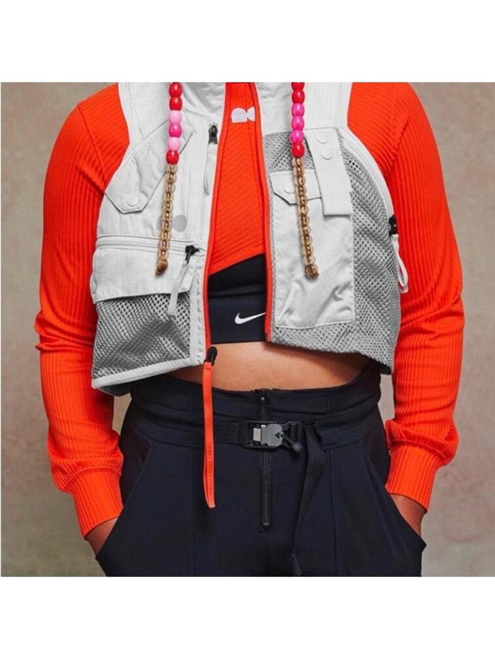 Nike Women's Utility Vest in Light Gray with Mesh Panels